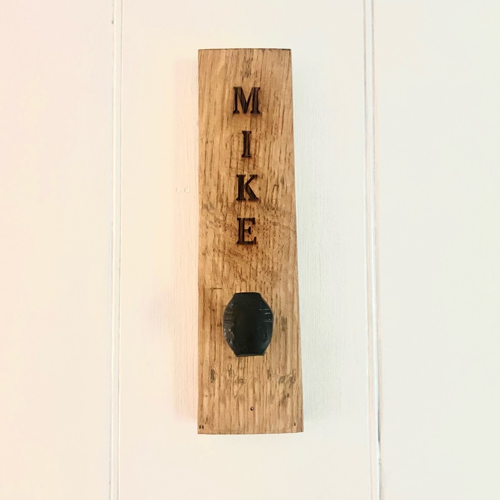 Whiskey barrel wall hook provides a perfect place to hang hat, towel, - MIKE